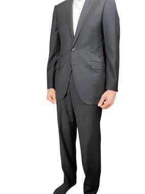 Joseph Bach Mens Black Wool & Cashmere Two-Piece Suit  - Classic Fit*42L